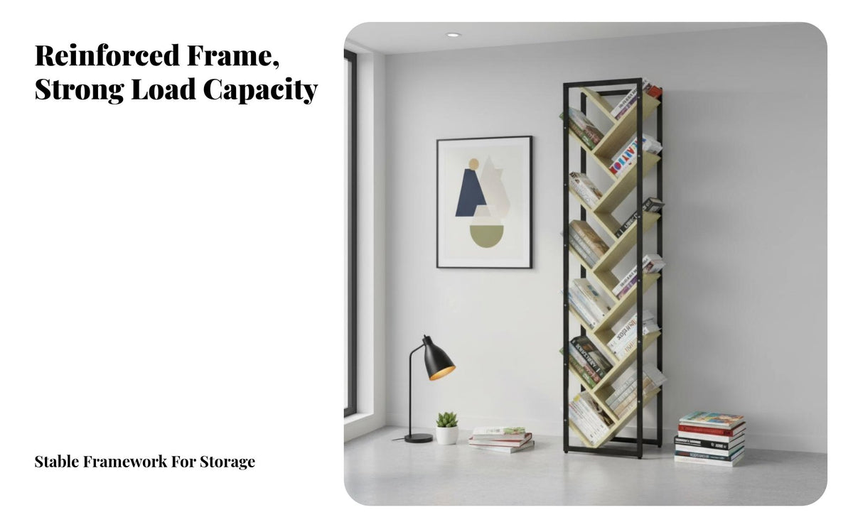 Creative Design Tree-Shaped Bookshelf Multifunctional Storage Rack Space-Saving Book Organizer Compact Size for Children, Students, Office Workers, Study Room, Bedroom, Small Areas