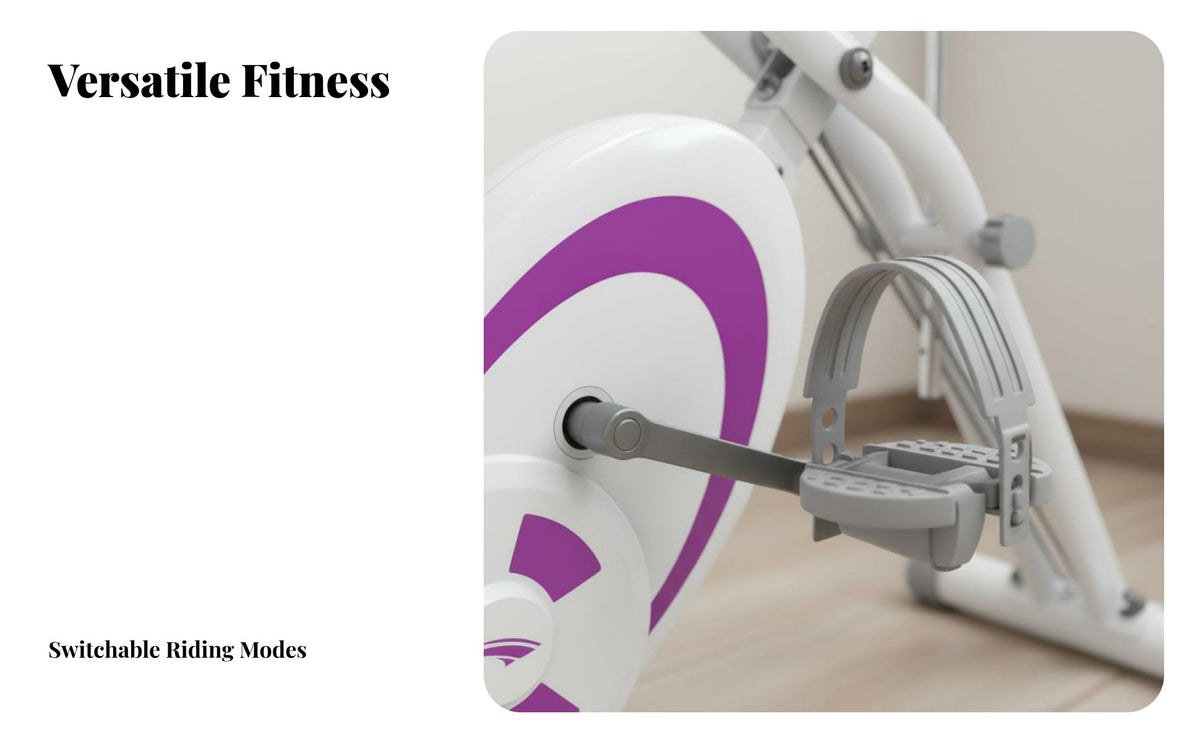 Space Saving Foldable Exercise Bike Quiet Operation Folding Exercise Bike Adjustable Padded Seat Foldable Indoor Cycle LED Display for Seniors