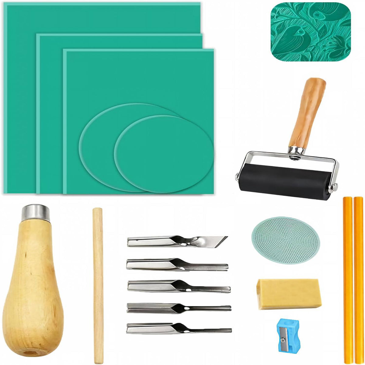 Printmaking Set with Board and Carving Tools for DIY Stamp Art