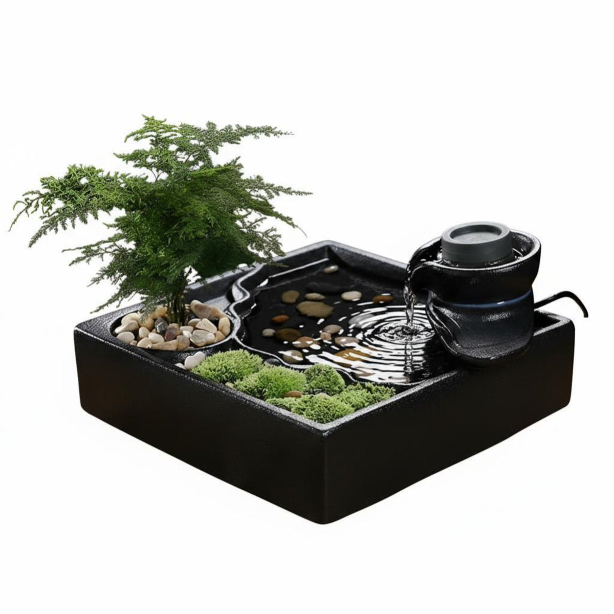 Ceramic Water Feature, Modern Tranquil Desktop Decor, Office Gift