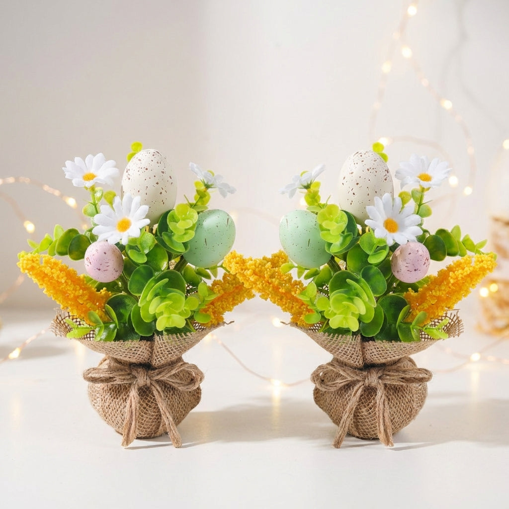 Easter Egg Floral Arrangement Easter Egg Tree Easy to Maintain , Colorful Twig Tree Easter Table Decorations with Eggs Fake Flower Bouquet for Home, Farmhouse