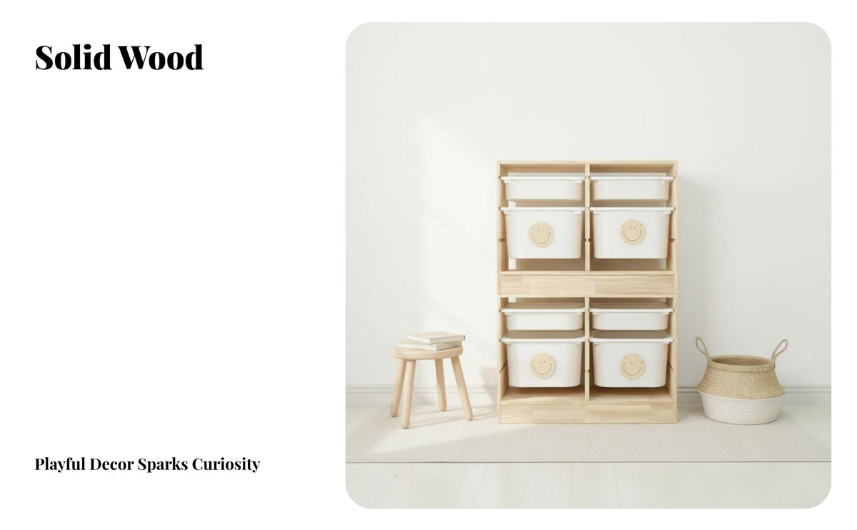 Large Capacity Wooden Toy Storage Cabinet Child-Safe Design Solid Wood Toy Rack Accessible Shelving Kids Storage Shelf with Bins Space-Saving for Preschoolers, Toddlers, Kindergarten Teachers, Playroom, Living Room, Preschool, Classroom