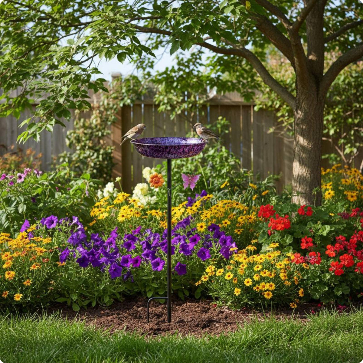 Metal Bird Bath Stable Base Detachable Bird Bath Bowl Weatherproof for Backyard