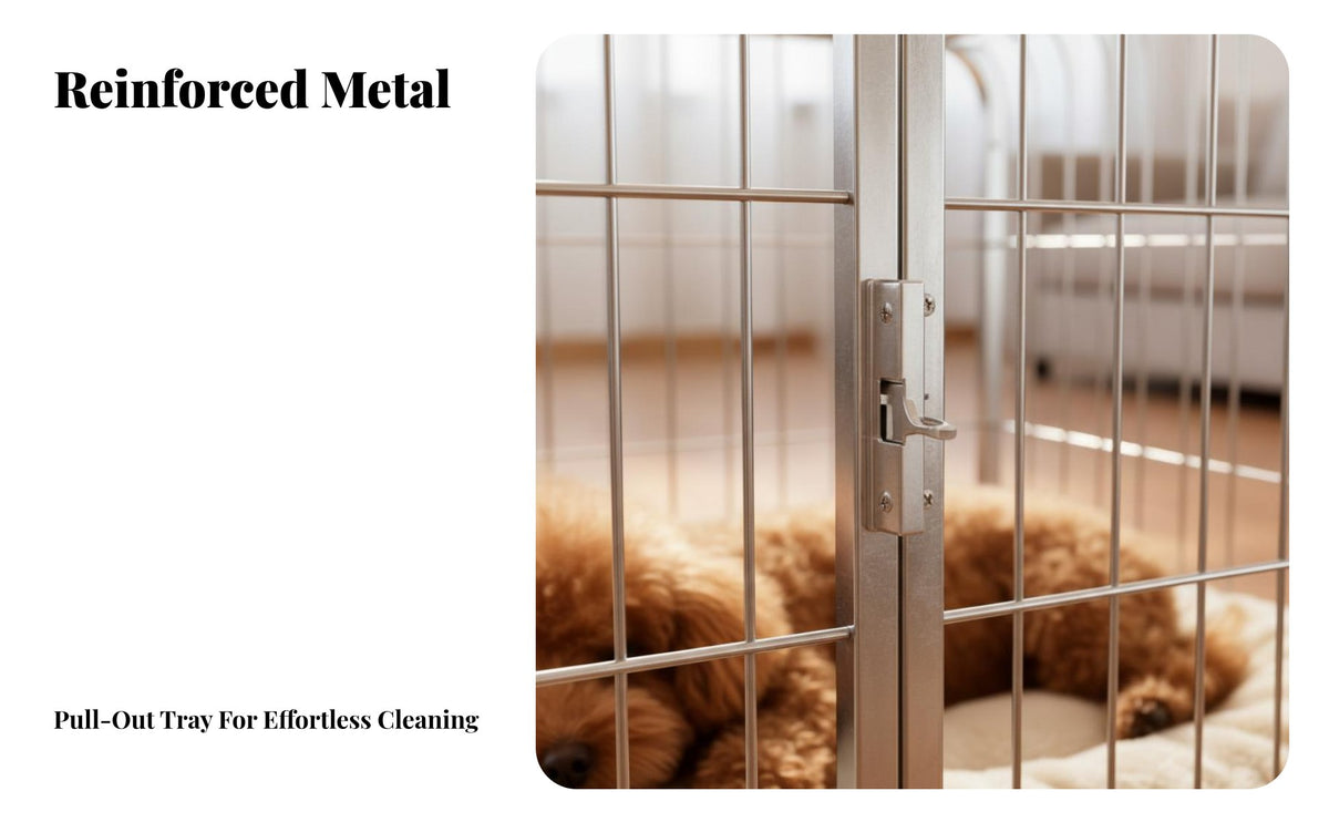 Dog Cage with Removable Tray Easy to Clean Large Dog Crate with Wheels Rust Resistant for Medium Dogs, Indoor, Outdoor