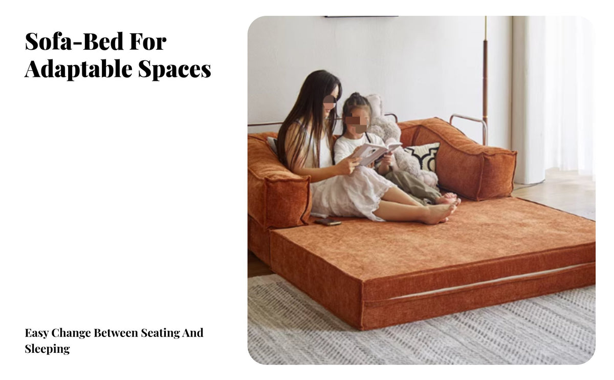 Minimalist Zen aesthetic Armless Sleeper Sofa cleanable Cover Pull-extendable Foam Loveseat versatileUse design living Room Furniture Boucle textile for Apartment Dwellers, Students, Young Adults, Small areas, Home Office, Playroom