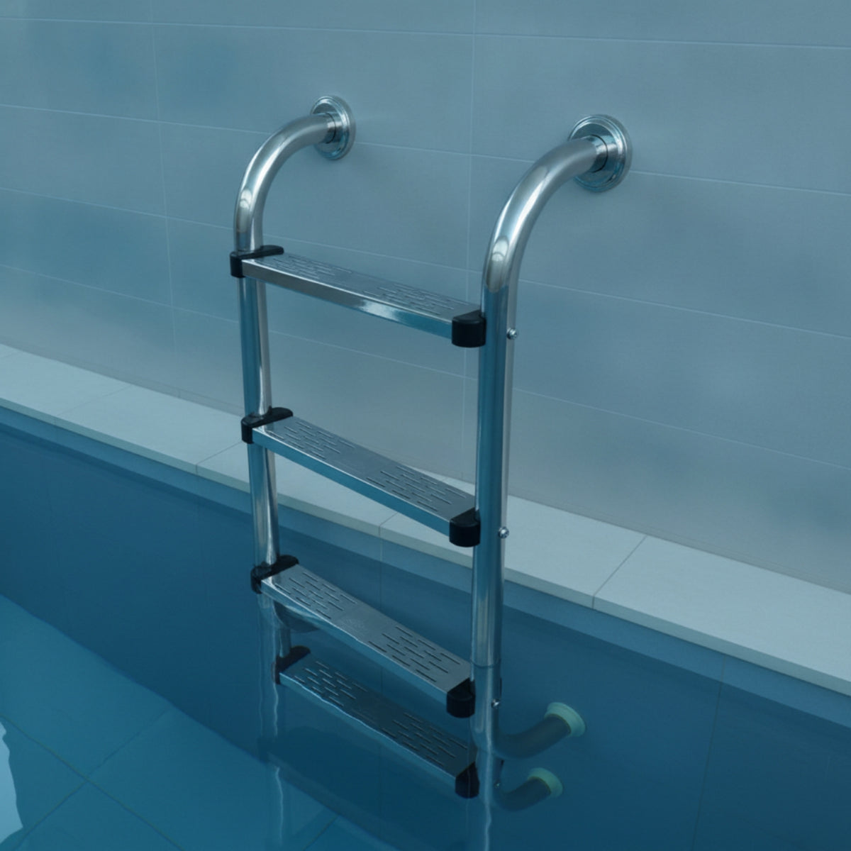 Long-Lasting Pool Ladder with 3 Steps Stable Stainless Steel Pool Ladder Weather-Resistant Compact for Homeowners