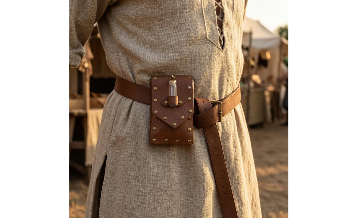 Adjustable Buckle Cosplay Waist Bag Pointed Flap Medieval Waist Bag for Cosplayers