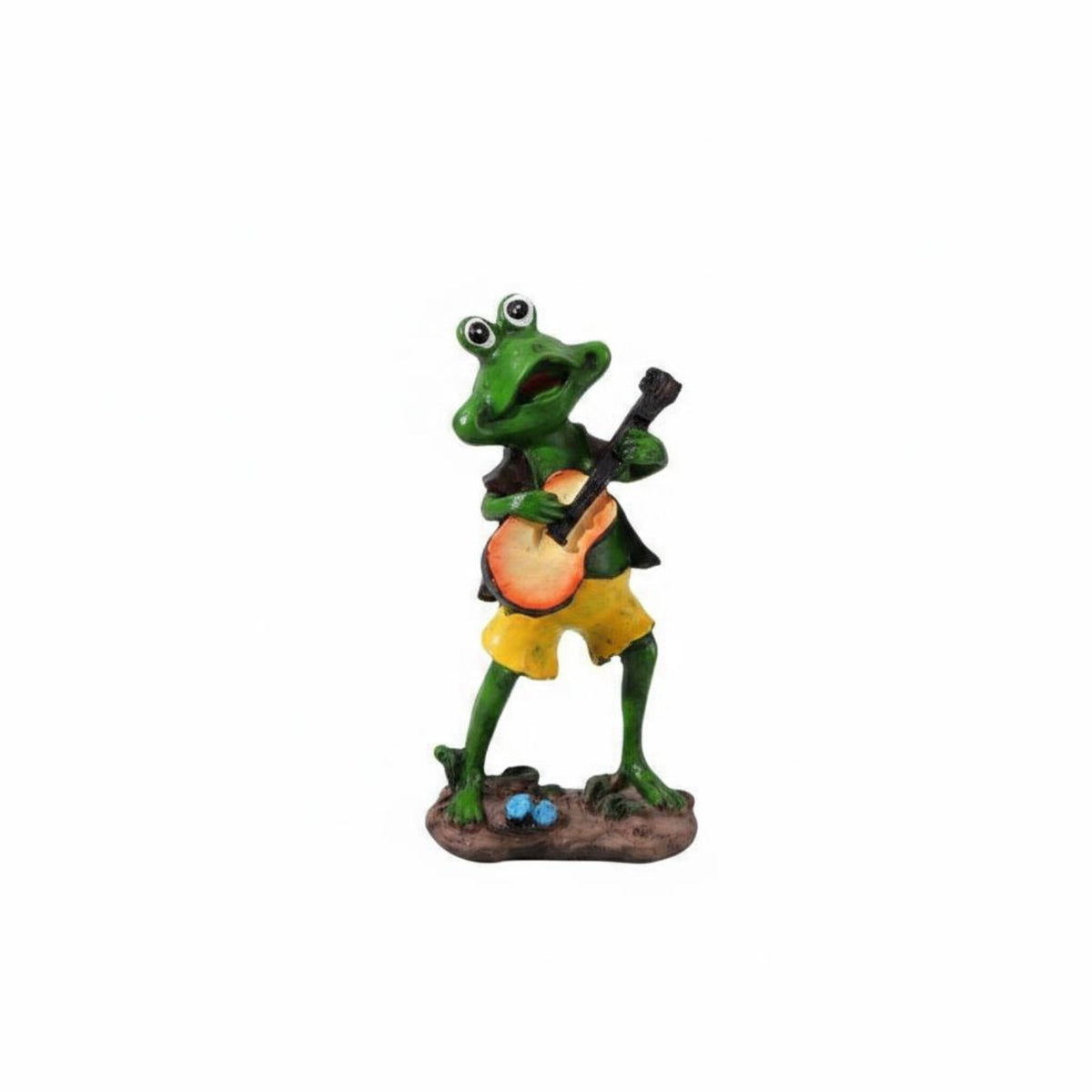 Frog Band Statue Cartoon Style Musical Frog Figurine Hand Painted House Decoration for Desktop