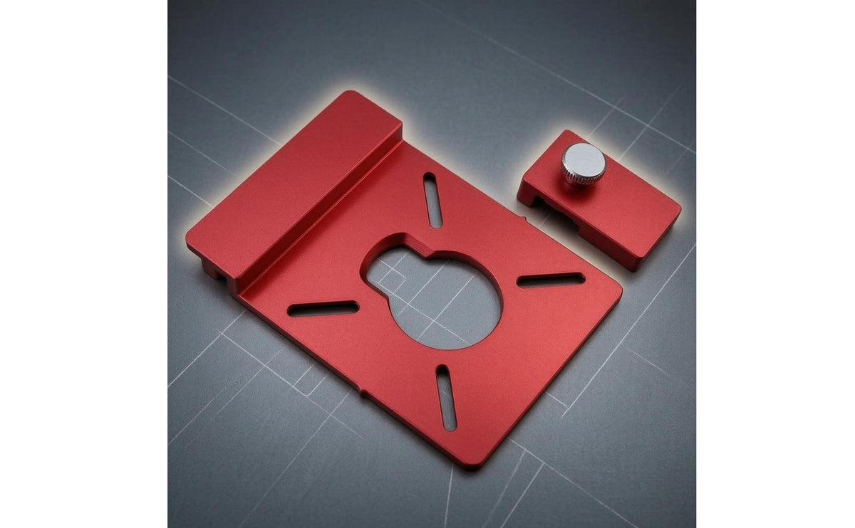 Extended Slots Router Guide Adapter Plate Beveled Edges Stop Block Knurled Knob Router Guide Adapter Aluminum