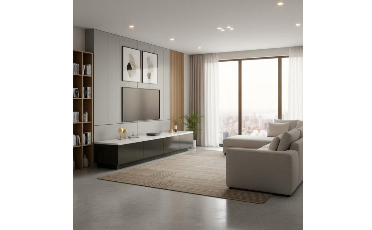 Light Luxury Modern TV Cabinet Easy to Clean Minimalist Media Console Stable Structure Long Entertainment Console for Small Apartment Dwellers