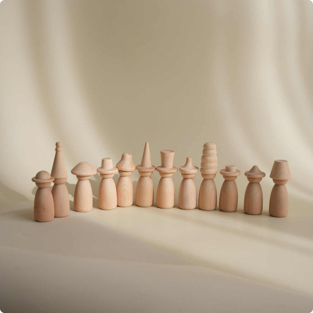 Wooden Peg Doll Removable Hat Imaginative Play Form Smooth Edges Children's Plaything for Kids