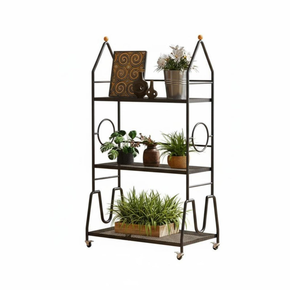 Mobile with casters Multi-Level Plant Ladder Space-Saving A-Frame Plant Ladder Minimalist Design Planter Rack Large Capacity for Gardeners, Homeowners, Balcony, Living Room, Indoor, Indoors