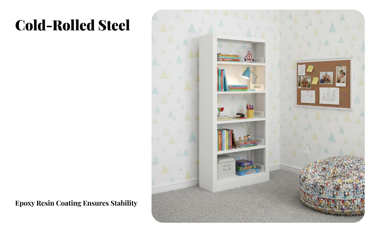 Standing Bookcase Modern Design Multi-Level Shelf Unit Easy Assembly Book Rack for Homeowners, Librarians, Study Room, Bedroom, Small Areas