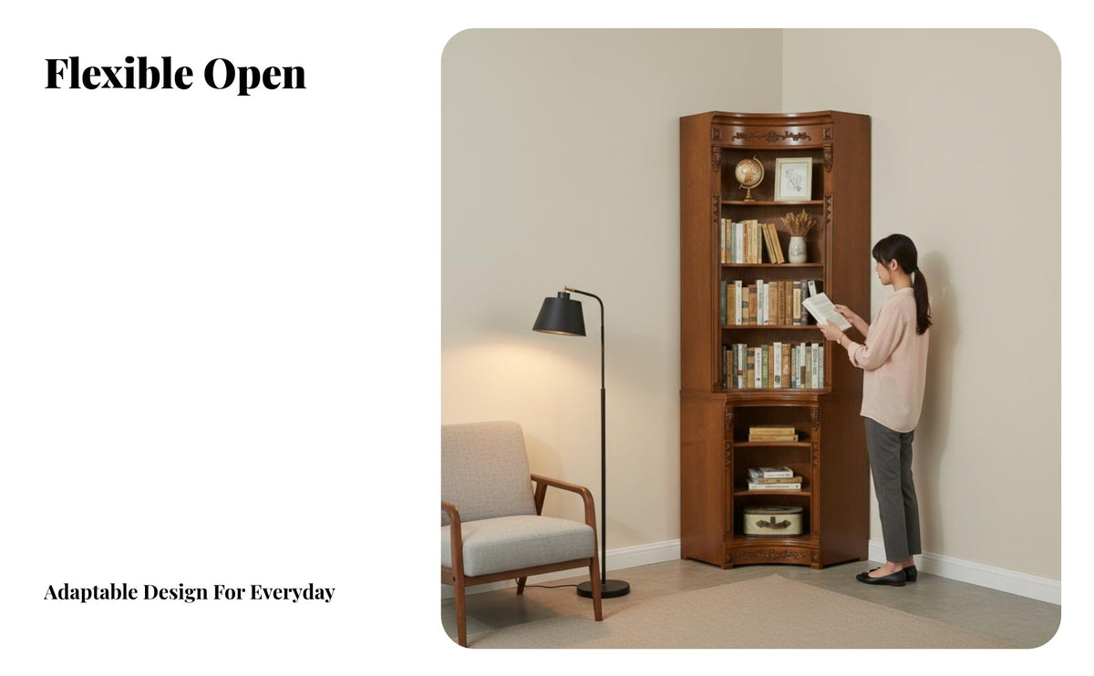 Glass Doors full-height-toentire full-height shelving unit unit Continental & design Tall Shelving unit Large Capacity shelving unit Multi-Tier for Book Lovers, Homeowners, Collectors, Study Room, Library, Bedroom