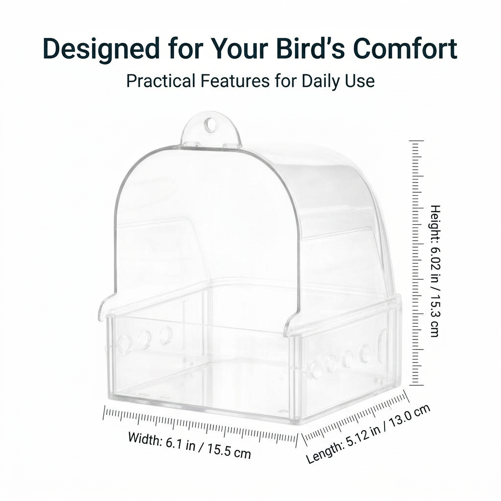 Bird Bath Cage Hanging Bathtub, Bath Cage Hooded Design, Supplies Parrot Bath Tub, Bird Bath Thickened PC Material, Budgie Owner Bath Cage