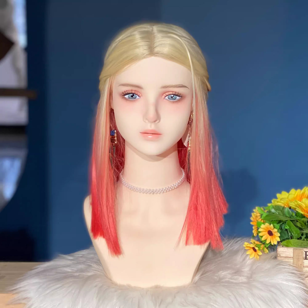Realistic PVC Female Mannequin Head with Half Body Stand for Cosplay and Photography