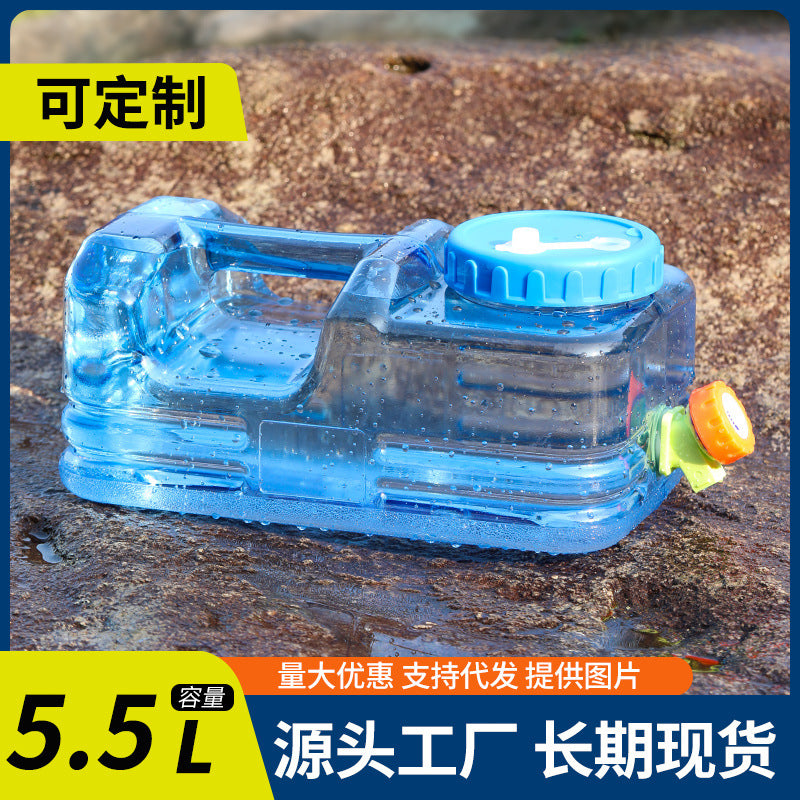 5L PC Low Flat Square Water Bucket with Faucet for Outdoor Camping