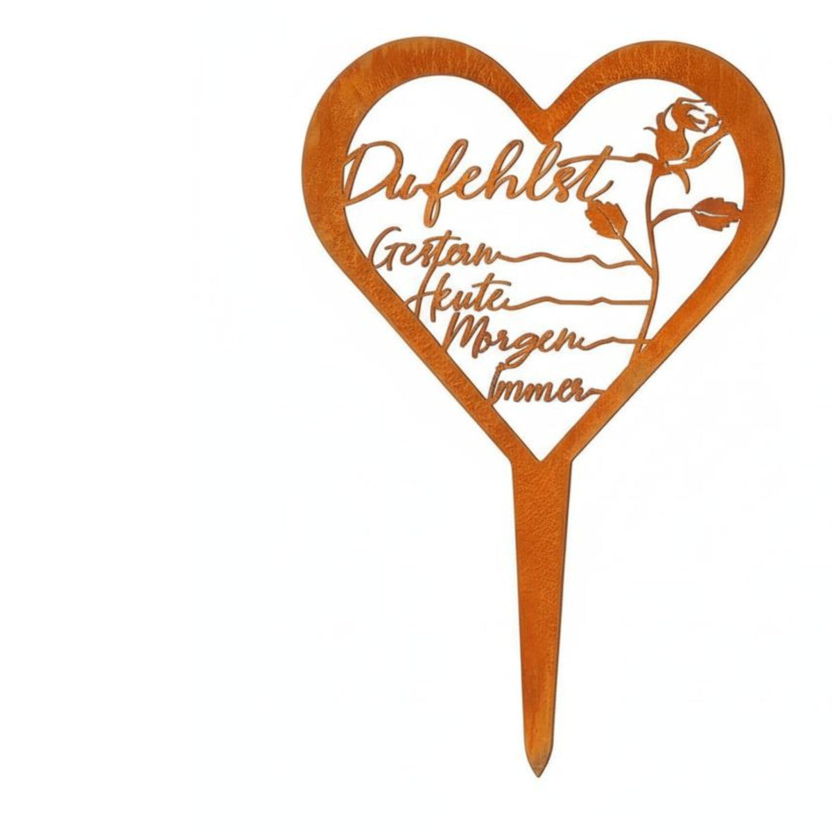 Heart Shaped Memorial Stake Weatherproof Grave Stake Meaningful Crafted Metal Sympathy Plaque for Burial Site