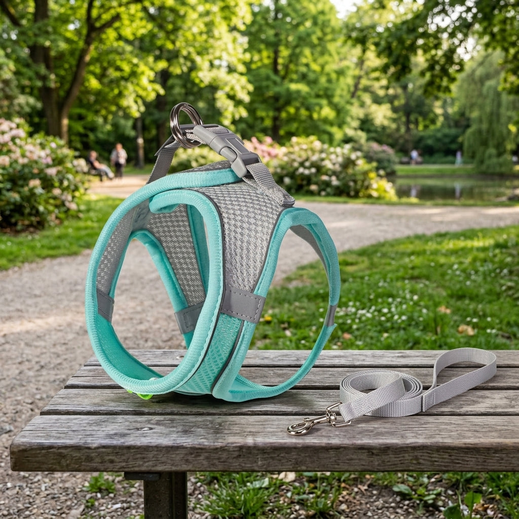 Dog Harness and Cat Harness with Dog Leash and Cat Leash Set, Nylon Vest Style Comfort No Pull Reflective Harness for Training Small Pets Outdoor