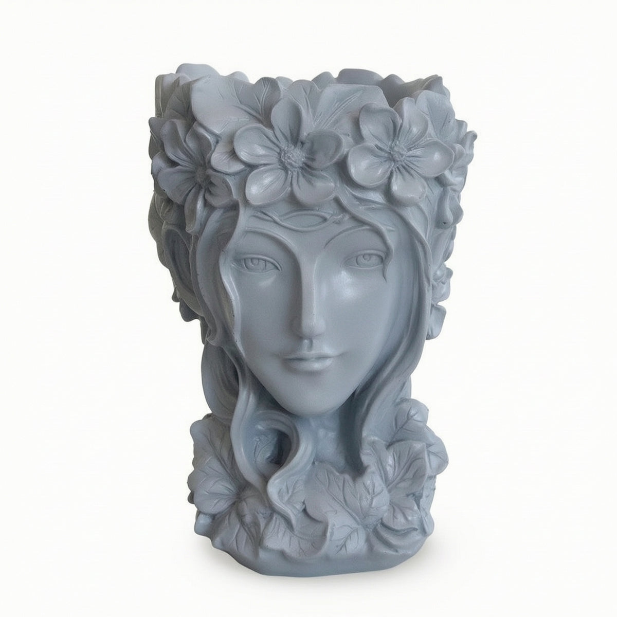 Hand-Finished Planter with Floral Motif Multi-Purpose Resin Planter Sturdy Sculptural Vase Lightweight for Garden