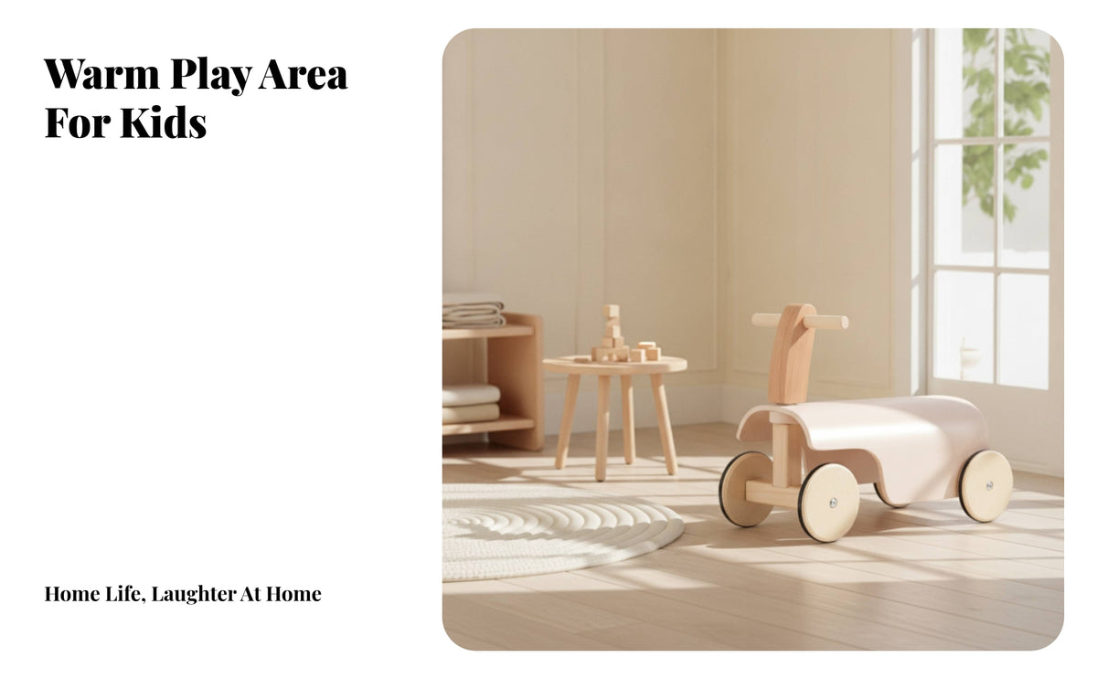 Wooden Balance Toy Light Pink Wooden Rideriding Toy Plywood Wood Push Bike for Indoors