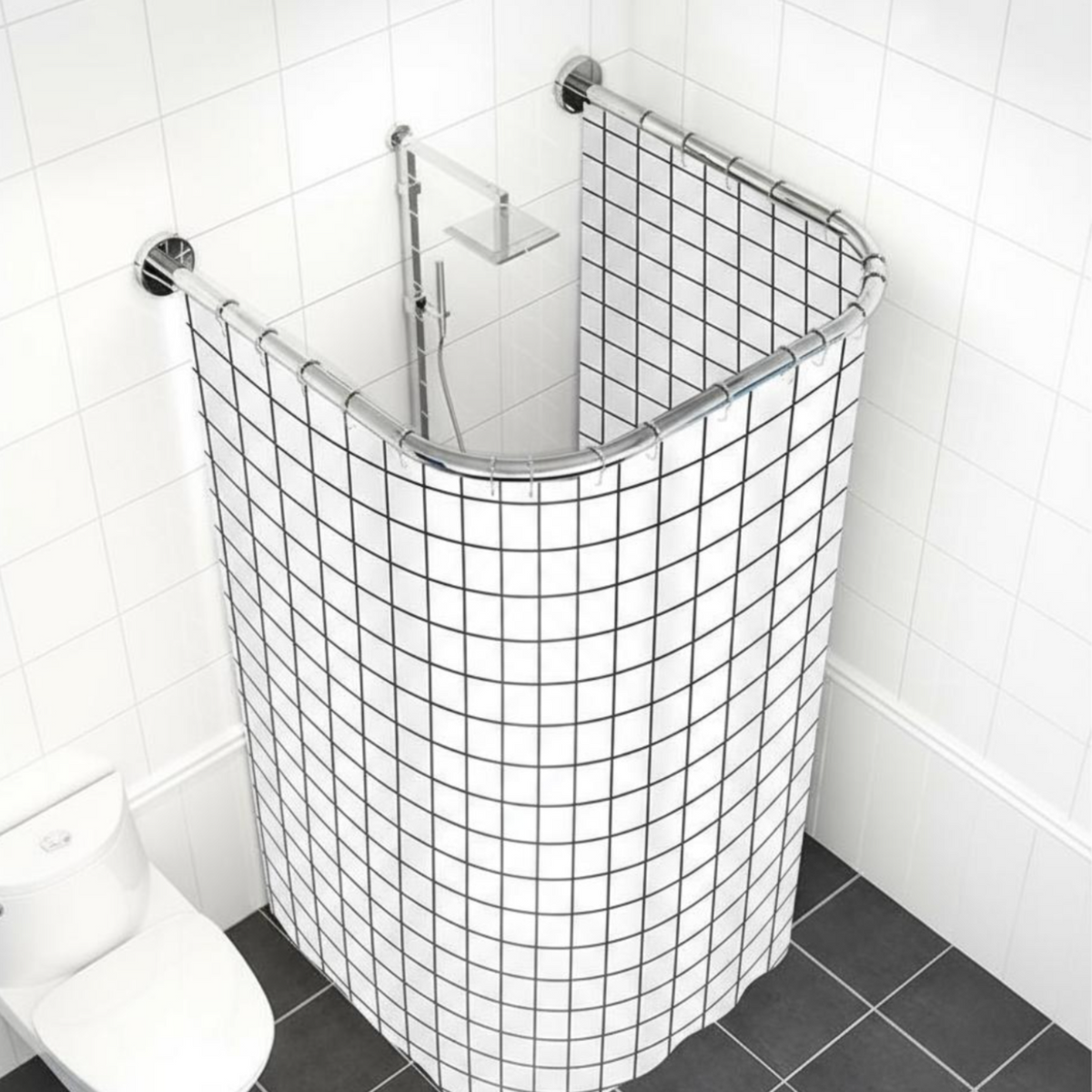 U-shaped waterproof shower curtain