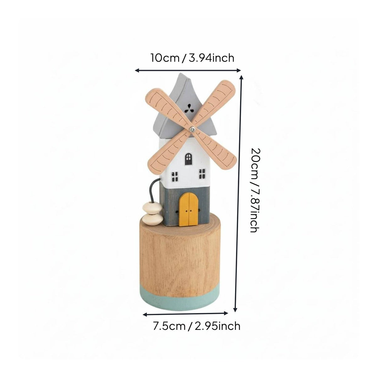 Dutch Design Wind Turbine Decor Hand-Cranked Wooden Wind Turbine Model Handmade
