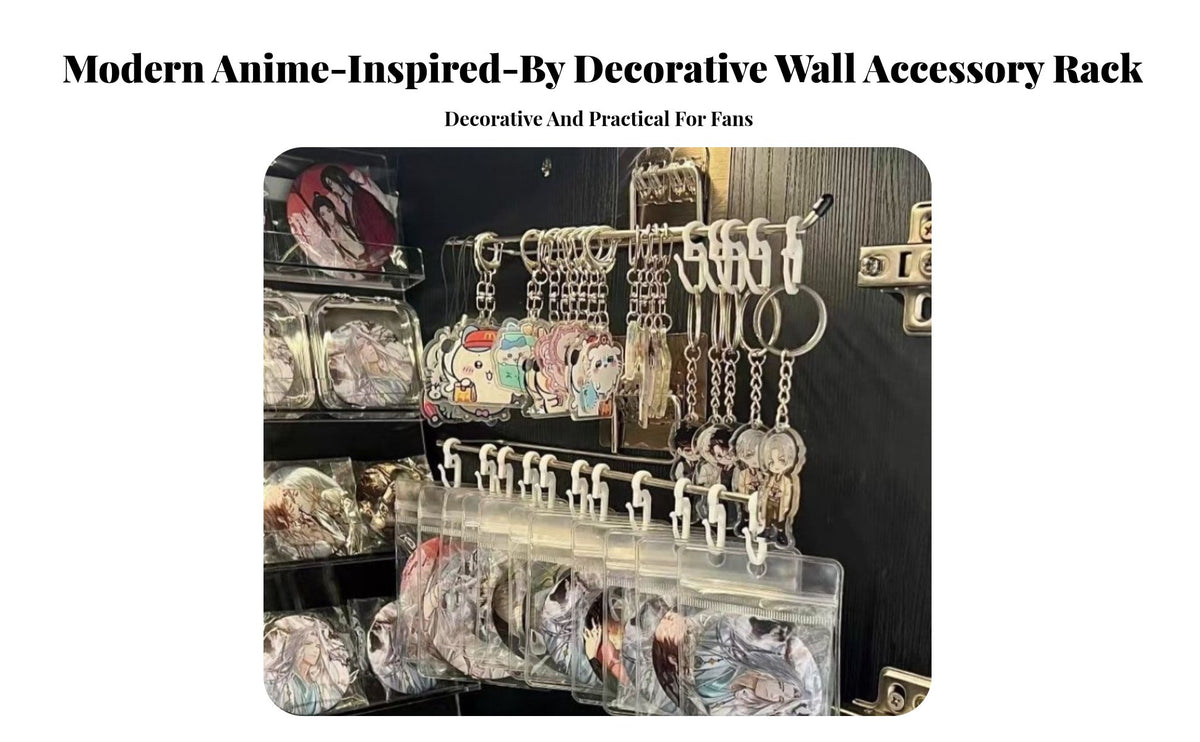 Drilltool-Less Installation Sliding Hook Rail Space-Saving 10-Hook Key Rack Multi-Purpose Keychain Holder Long-Lasting for Anime Fans, Collectors, Entryway, Hallway, Bedroom, Dorm Room