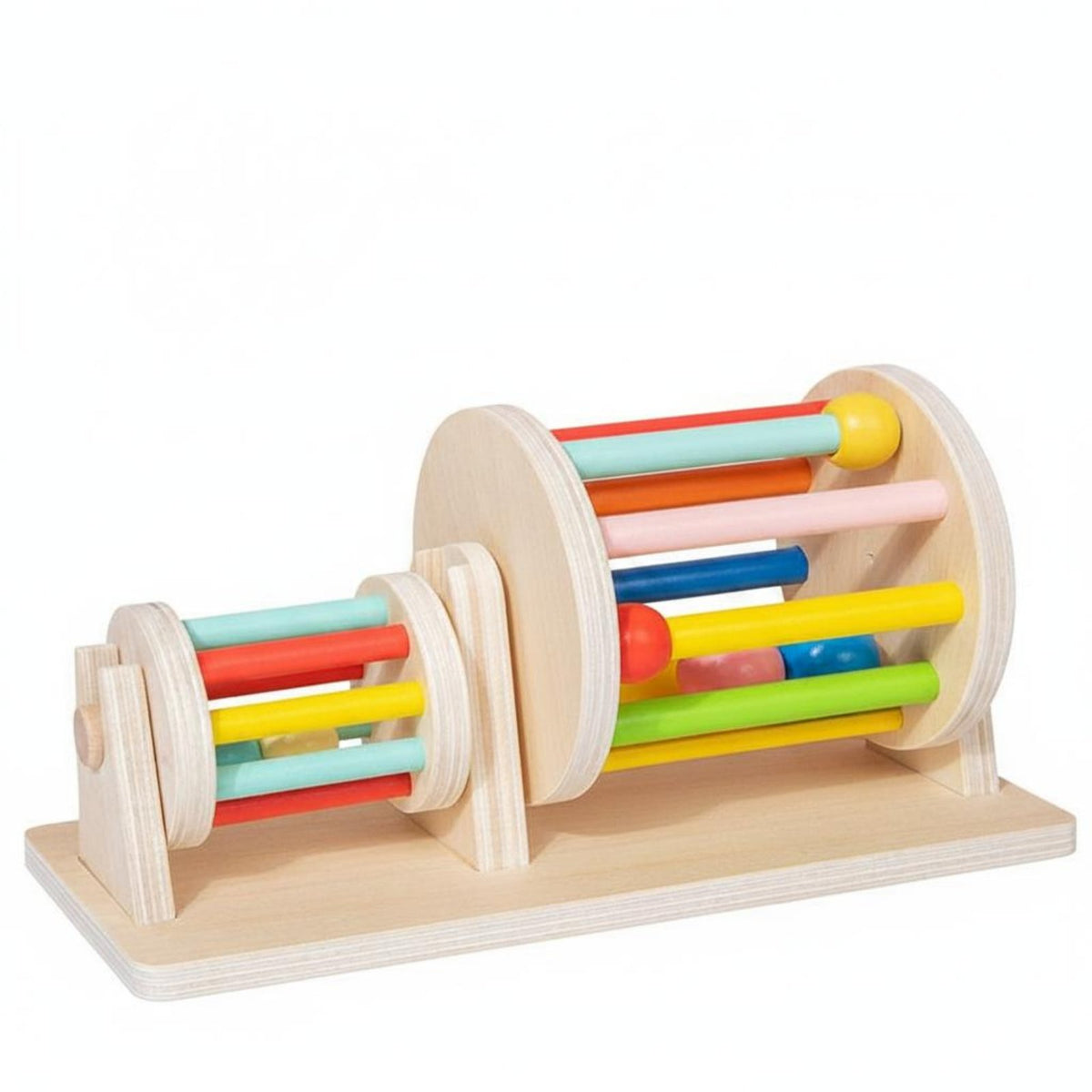 Early Education Infant Rolling Drum Toy Makes Sound Color Recognition Drum Detachable Rattle Built-in Mirror for Playroom