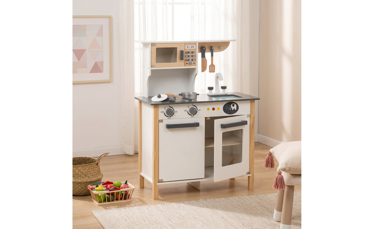 Wooden Play Kitchen Realistic Children's Kitchen Playset Wooden Play Cooking Set for Nursery