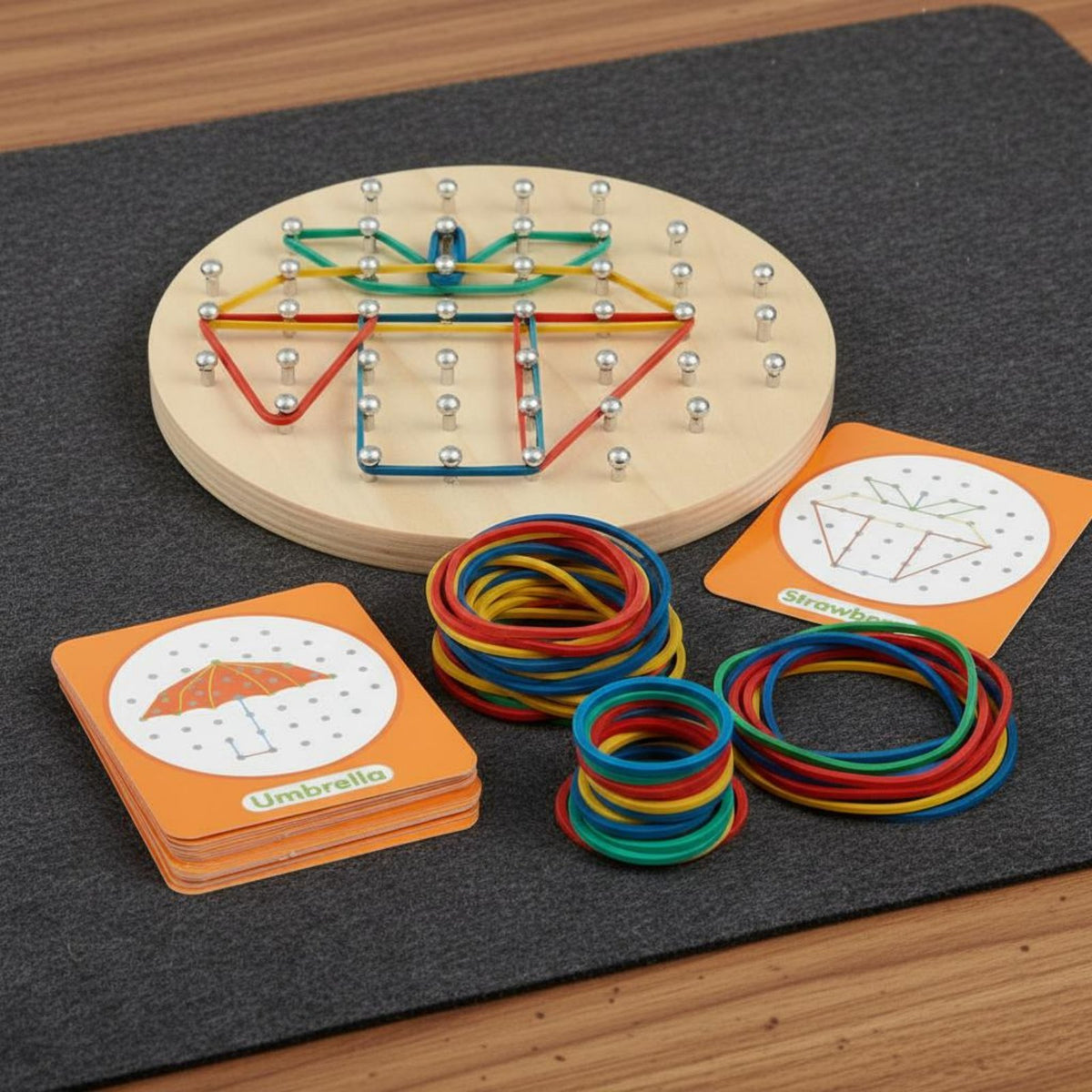 Geometry Board Educational Rubber Band Board Challenge Cards Included Geometry Toy for Students, Kids, Classroom