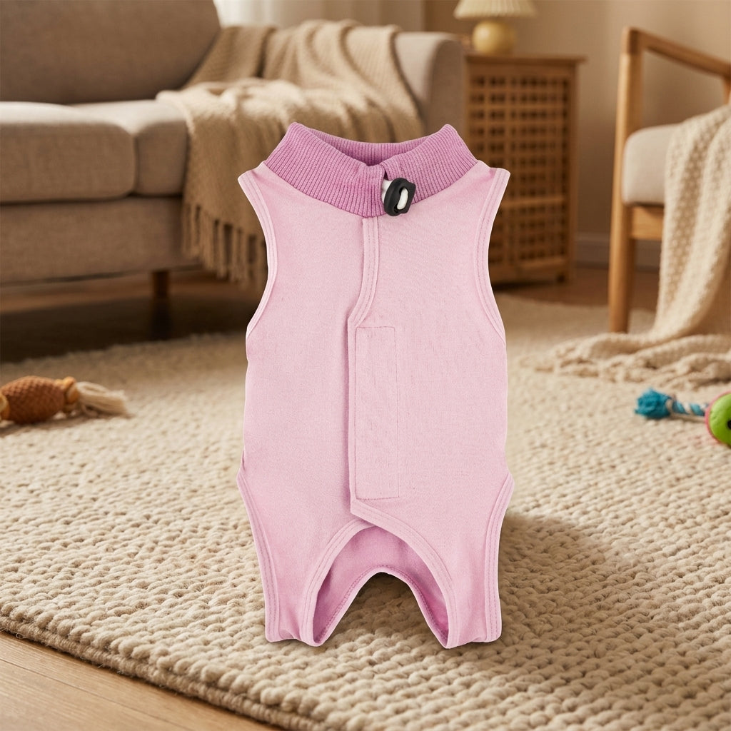 Recovery Suit, Modal Neuter Suit with Fasteners, Anti-Licking Post Surgery Clothes, Elastic Neck Strap Recovery Suit for Pets