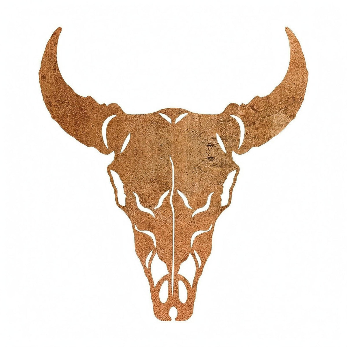Bull Skull Wall Decor Rust-Like Finish Horned Skull Silhouette Openwork