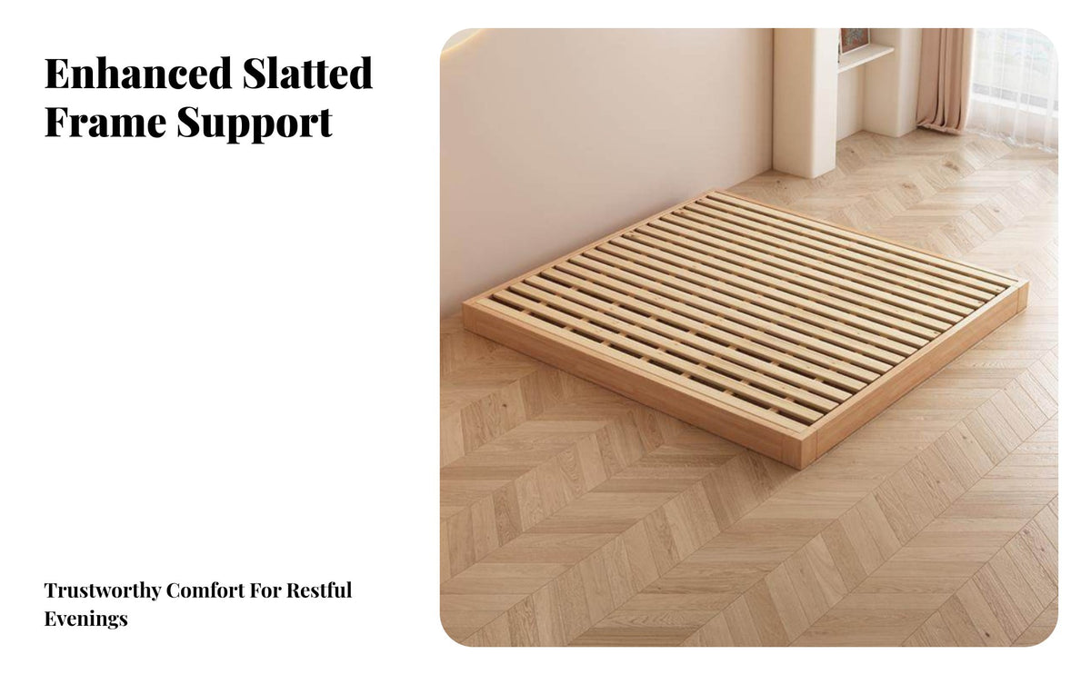 Headboardless Design Lowsilhouette Slat Frame Space-Saving Lowsilhouette Foundation Minimalist design Bed foundation Japanese Aesthetic for Guesthouse Owners, Apartment Dwellers, Minimalists, Guest Room