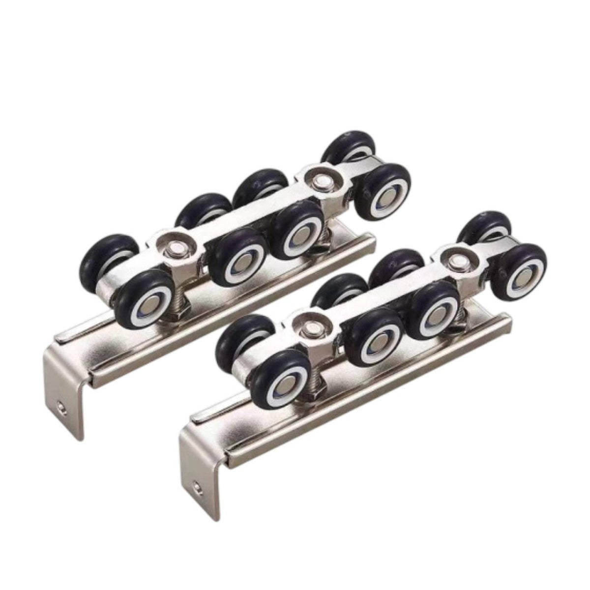 2 Pieces Track-Mounted Door Roller Hanger Black Wheels Home Hardware