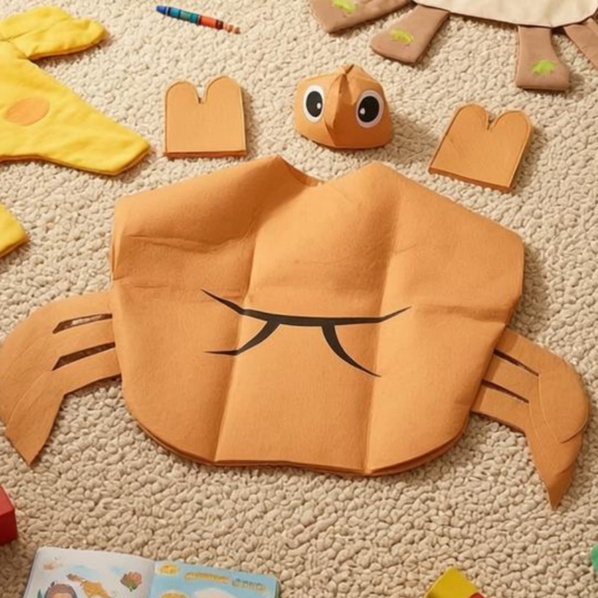 Pull-on Crustacean Costume Orange Children's Wear Claw-Shaped for Stage