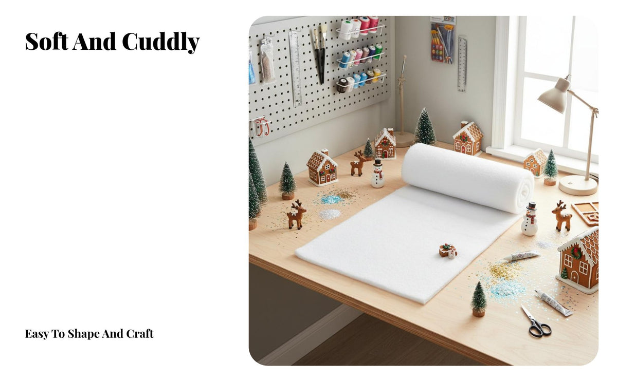 Realistic Appearance Artificial Snow Blanket Soft Material White Decorative Snow Mat DIY Friendly White Decorative Batting Easy to Cut for Photographers, Event Planners, Homeowners, Retail Outlet Window Display, Fireplace Mantels, Photography Backdrops