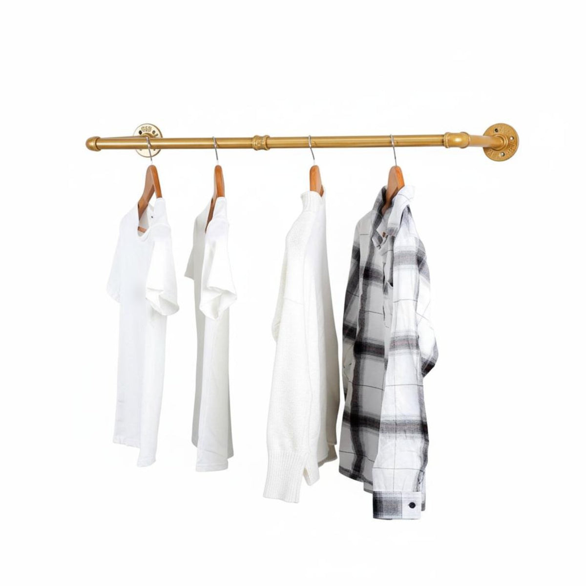 Retro Design Industrial Pipe Clothes Rack Space Saving Wall Mounted Garment Bar Easy to Install for Retail Shop, Boutique, Walk-in Closet