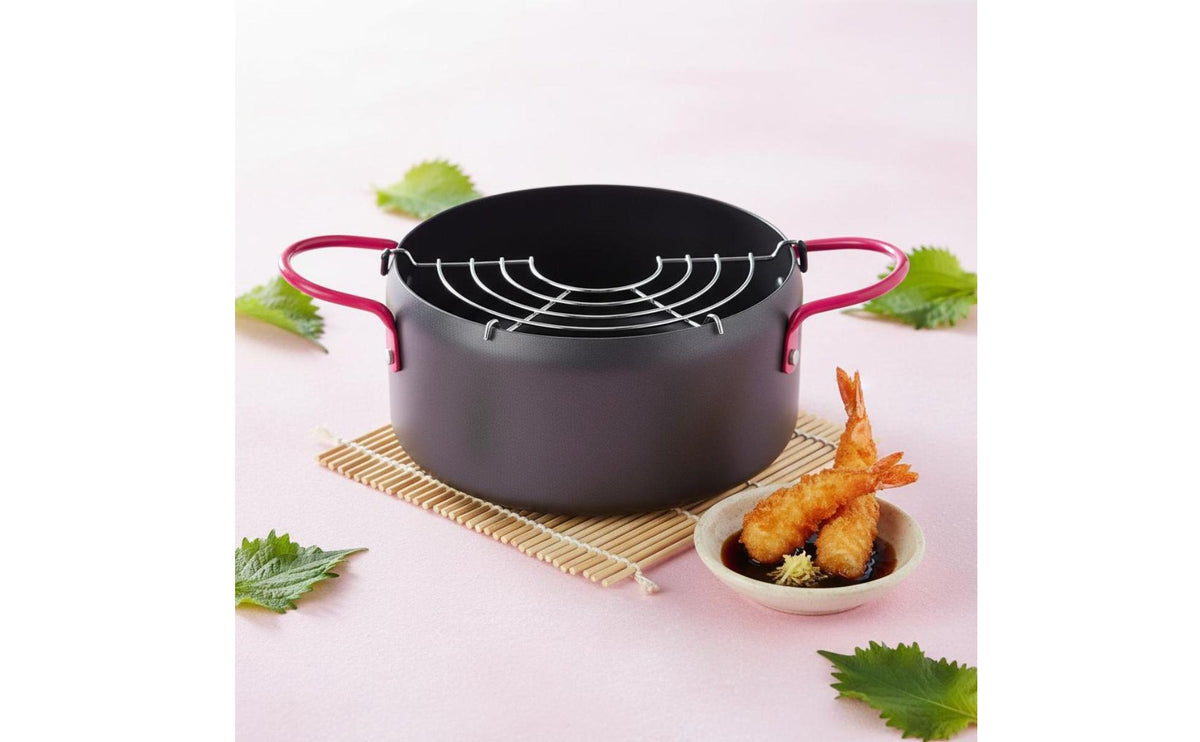 Japanese Battered Fryer Pot Easy to Clean Japanese Battered Frying Pot Kitchen Cookware Anti-Scald Handles Kitchenware