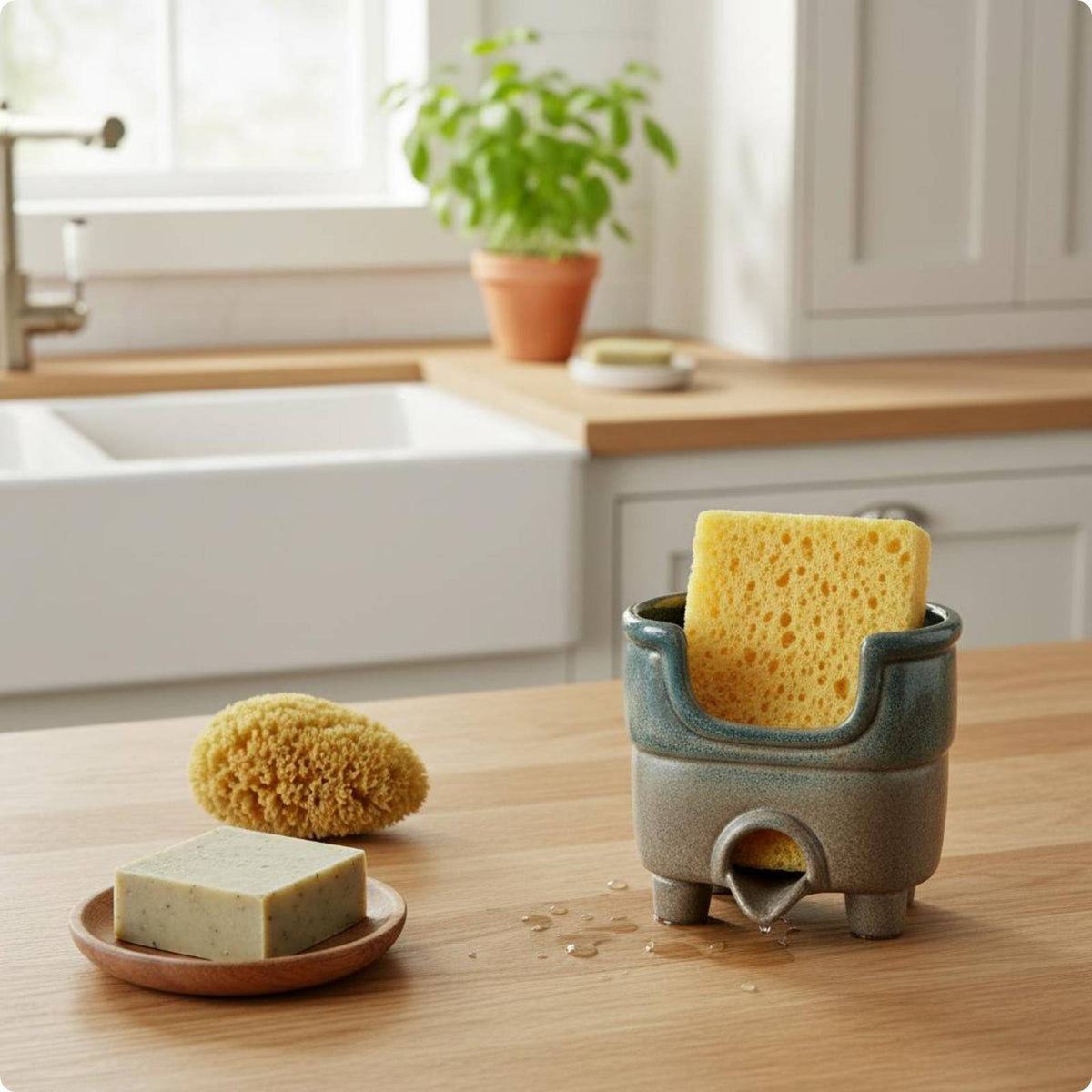 Kitchen Sponge Holder Drainage Spout Sponge Drain Rack Compact Home Organizer
