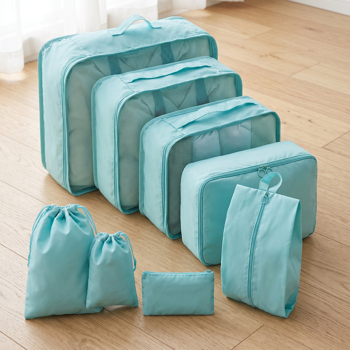 8-Piece Foldable Waterproof Travel Organizer Set for Luggage and Essentials