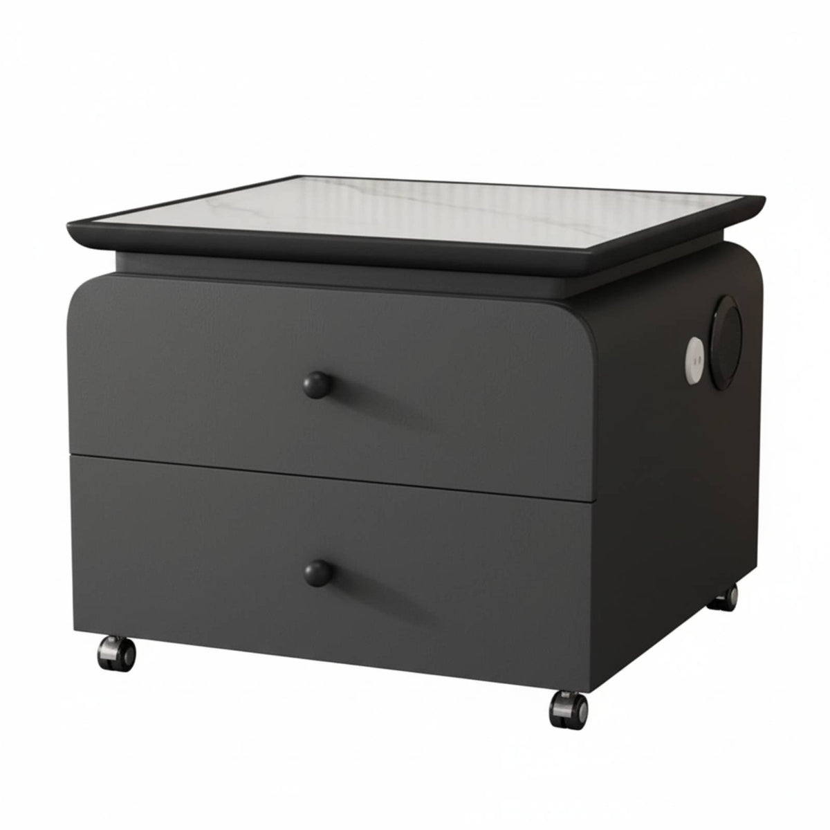 Square Nightstand with Drawer Luxury Aesthetic Bedside Storage Cabinet Modern design Waterproof Surface for Homeowners, Students