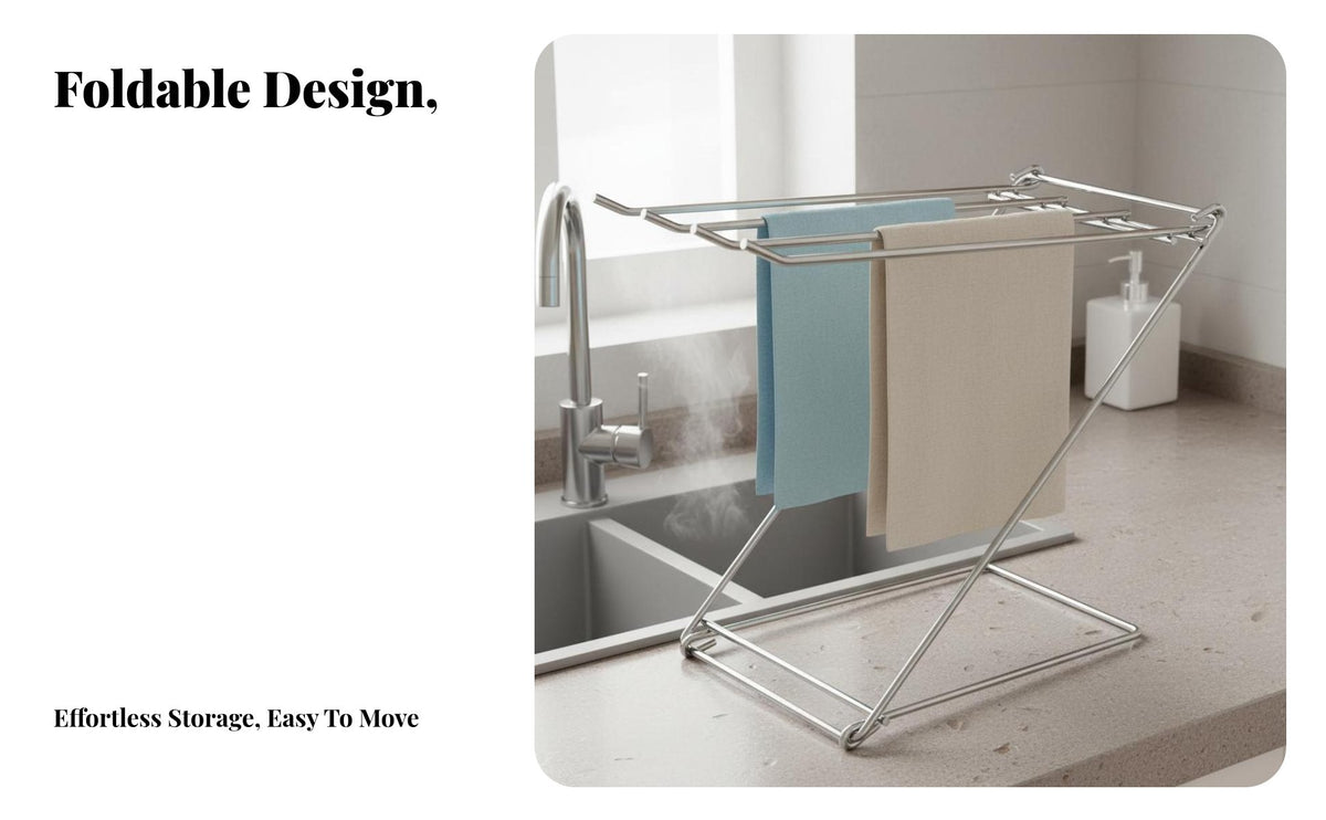 Countertop Dishcloth Holder Draining Design Countertop Rag Dehumidifying Rack Foldable Dishcloth Hanger for Sink