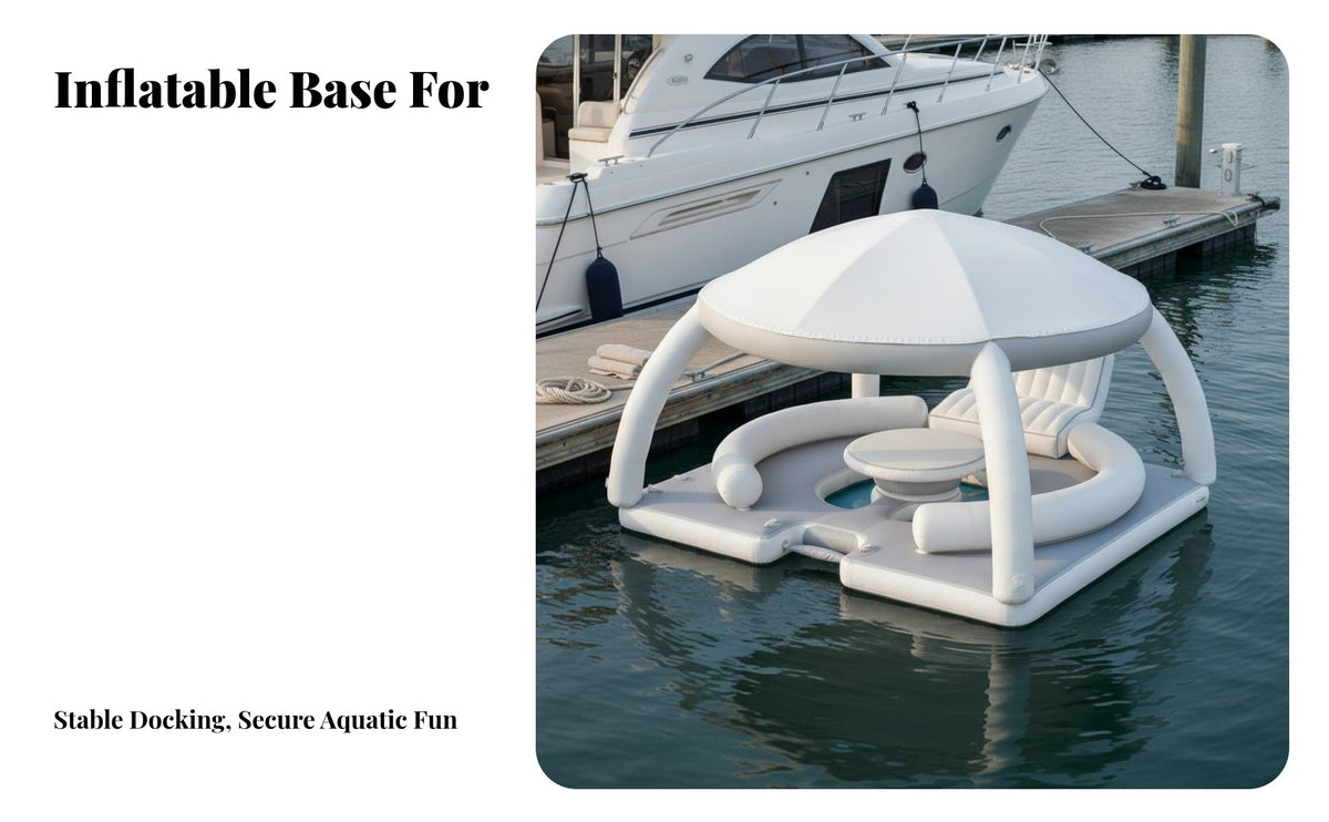 Buoyant Island with Canopy Portable Design Inflatable Buoyant Pavilion Large Capacity Inflatable Water Cabana for Yacht Owners, Boaters, Sea, Lake