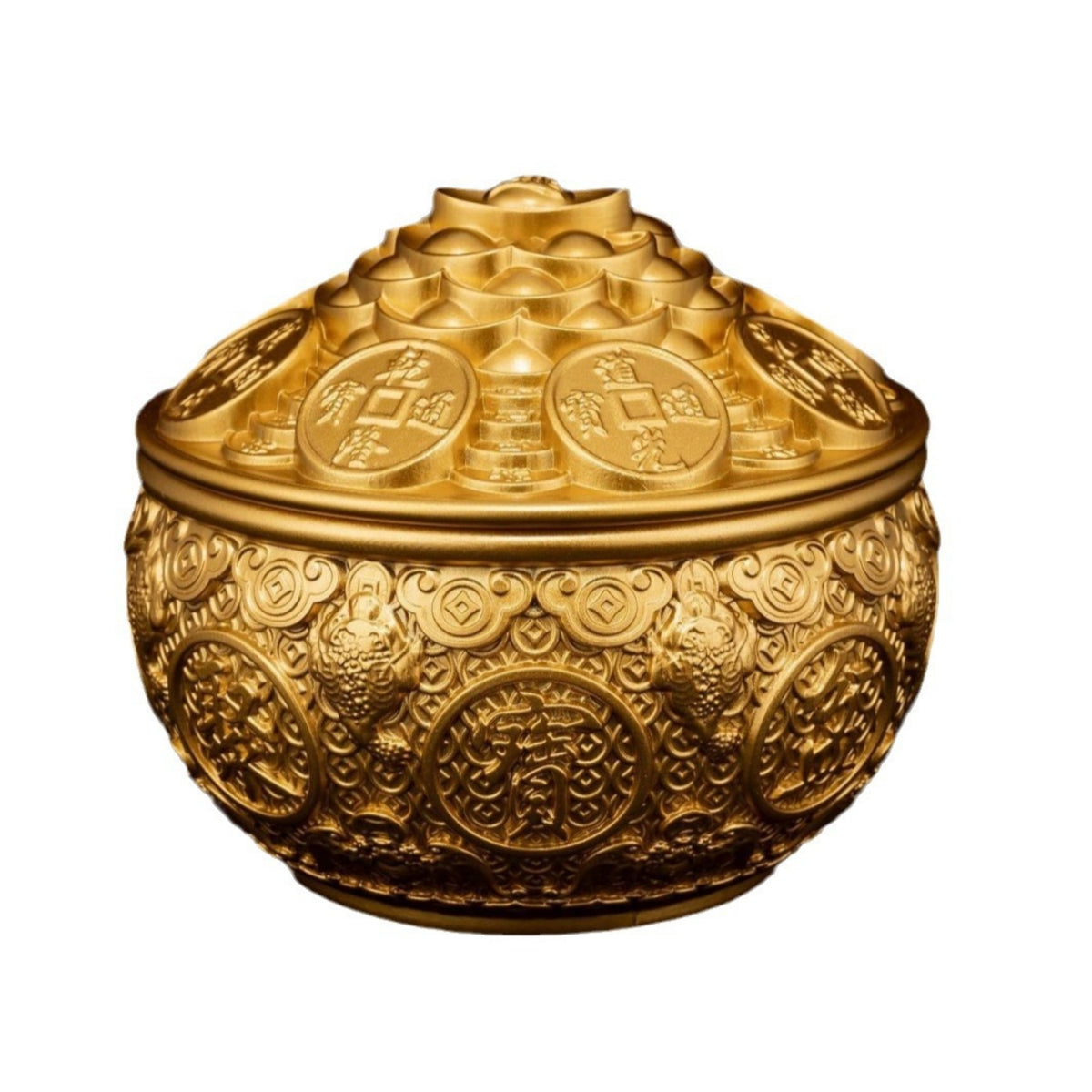 Lidded Bowl Ornate All-Purpose Dish Raised Relief for Tabletop, Cabinet Display