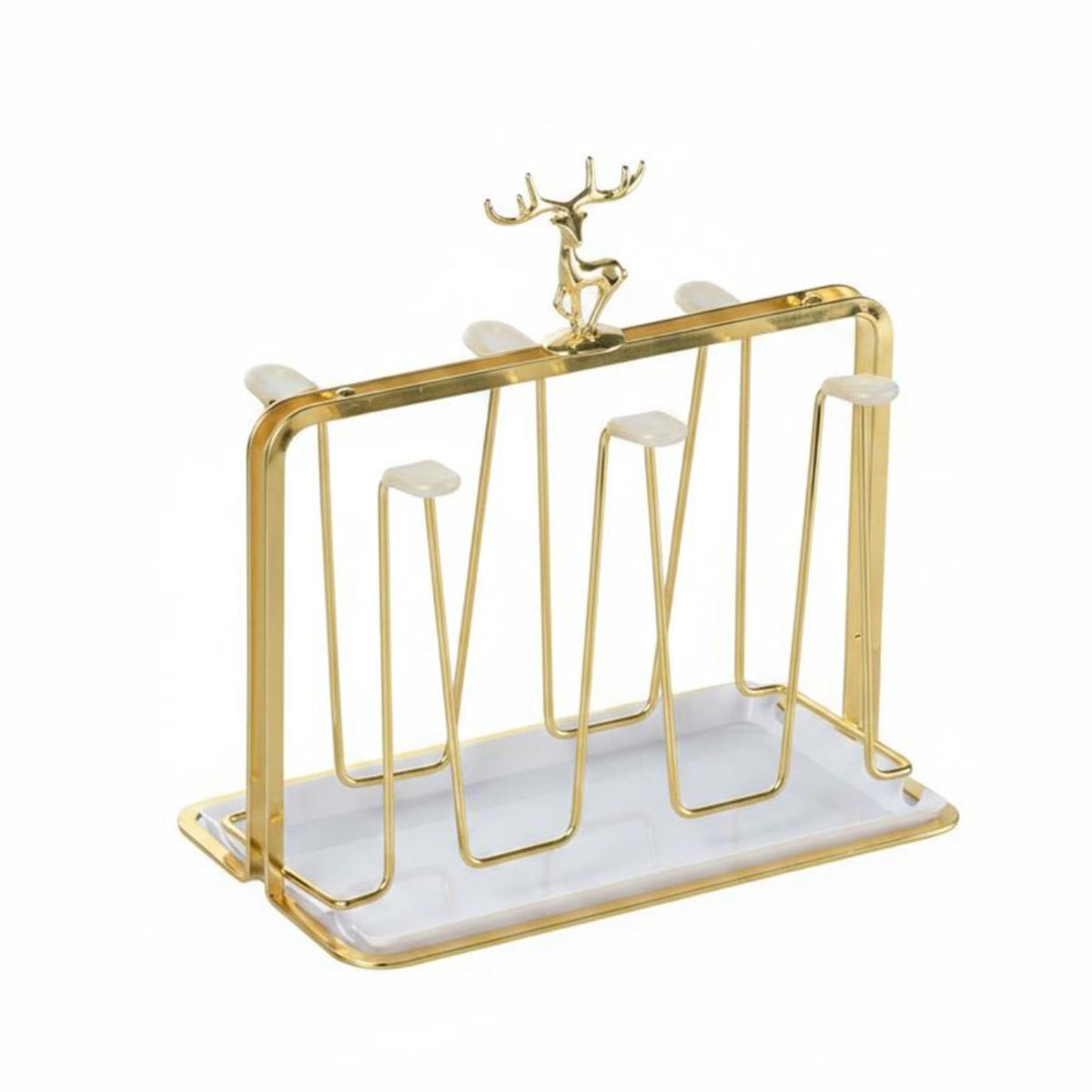 Cup Holder Rack with Tray Cushioning Sleeves Deer Cup Holder Rack Anti Slip Home Organizer