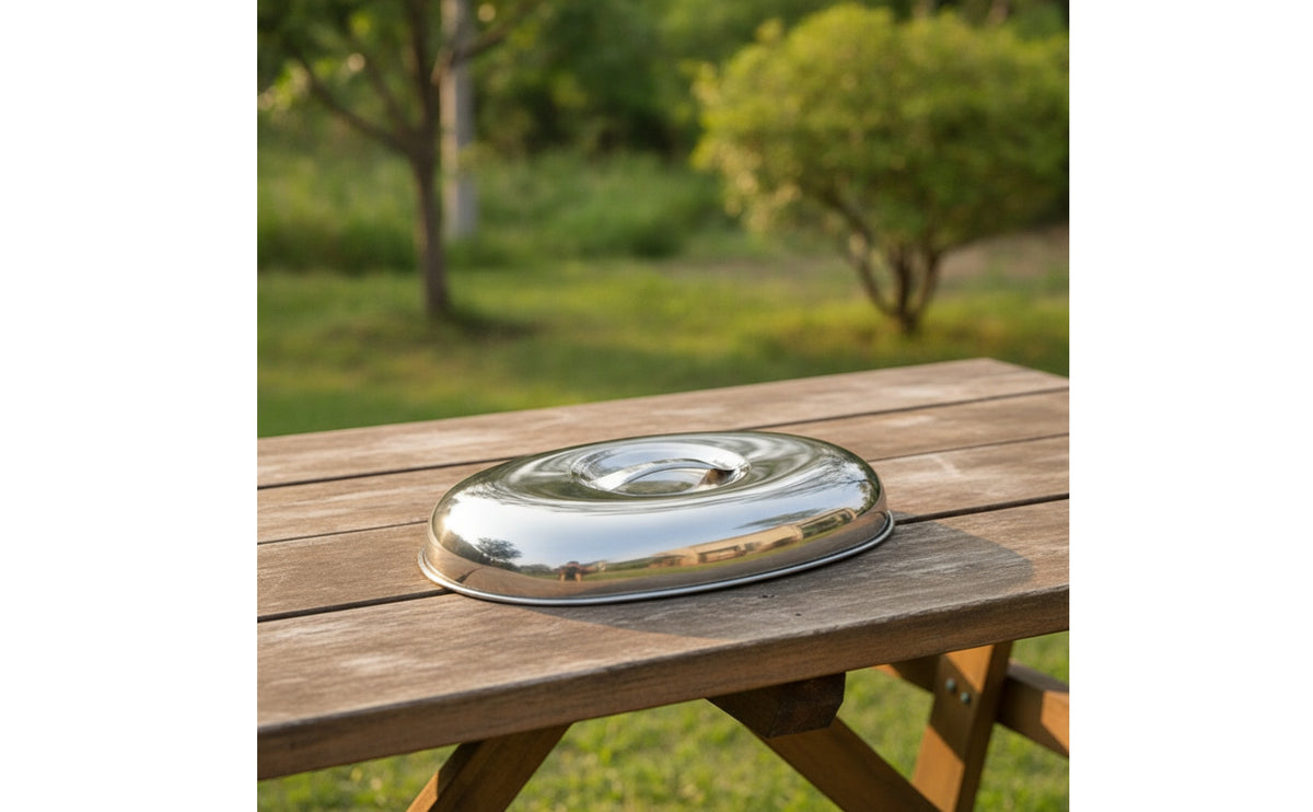 Oval Lid Rust-Resistant Stainless Steel Lid Pan Lid with Knob for Cooks, Caterers, Kitchen, Buffet, Stovetop
