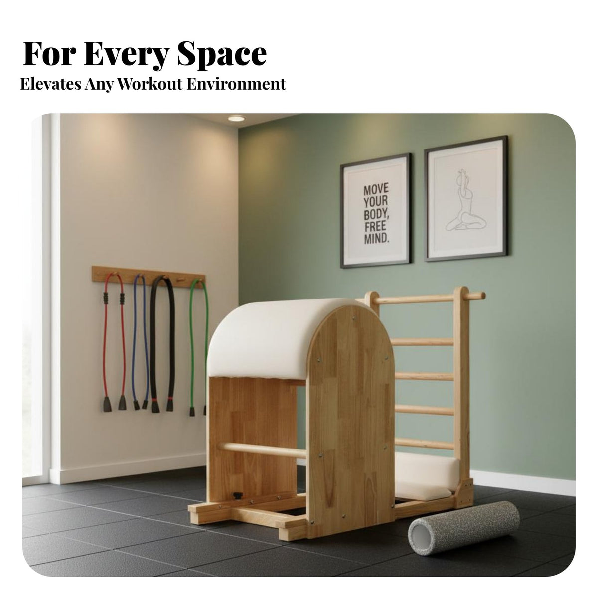 Improves Flexibility Pilates Ladder Barrel Full-Body Workout Pilates Stability Chair Solid Wood Construction Wunda Combo Chair Sturdy and Long-Lasting for Adults, Home Exercisers, Gym