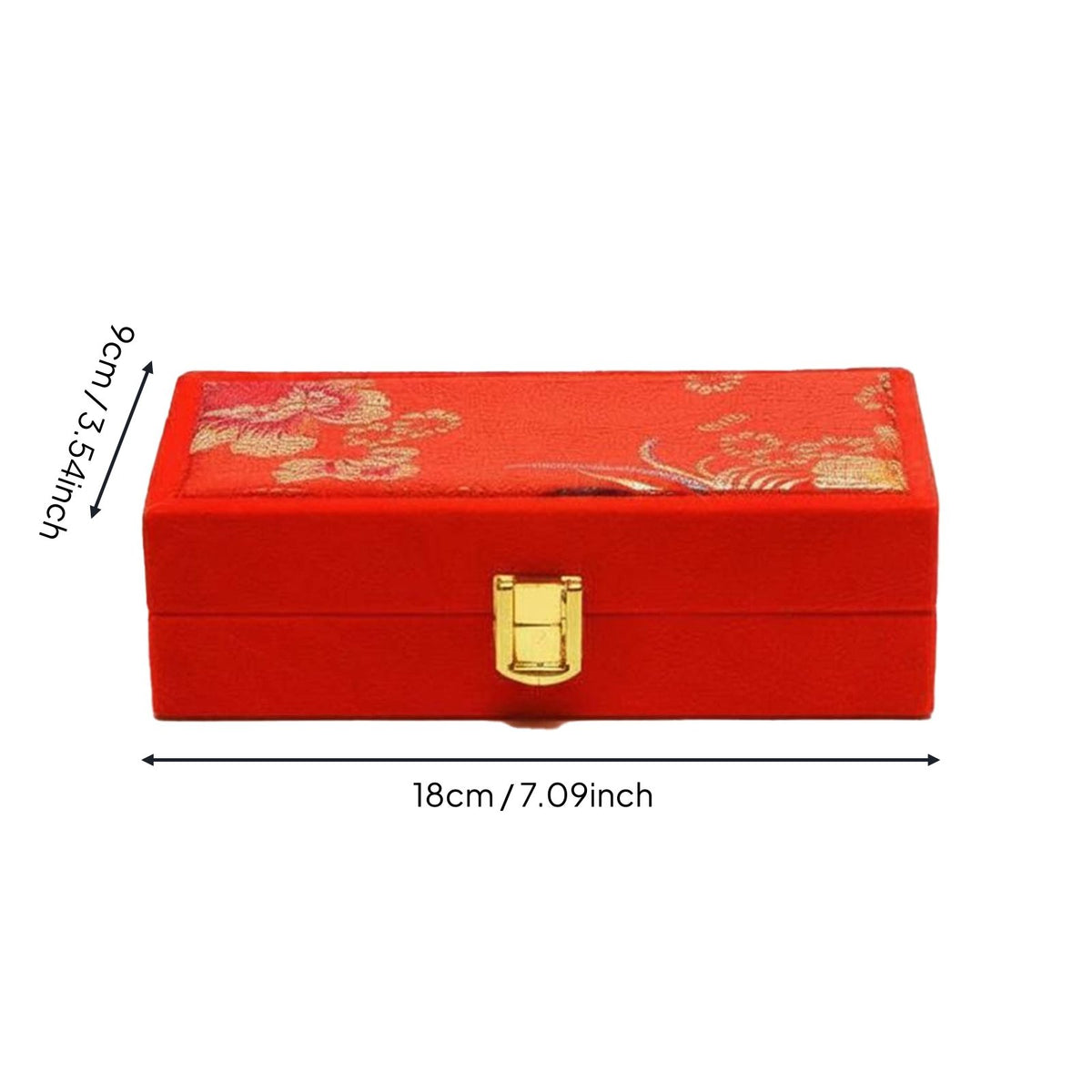 Red Velvet Gold Bar Box Secure Latch Closure Chinese Wedding Gift Box