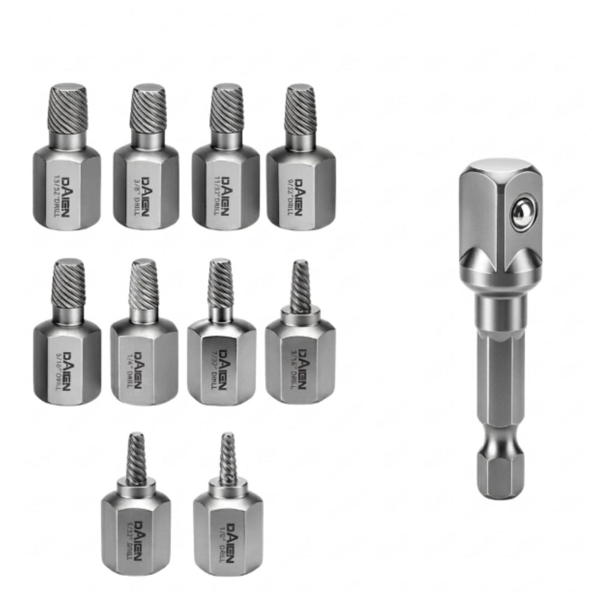 10 Pieces Screw Extractor with Adapter High Hardness for Plumbers